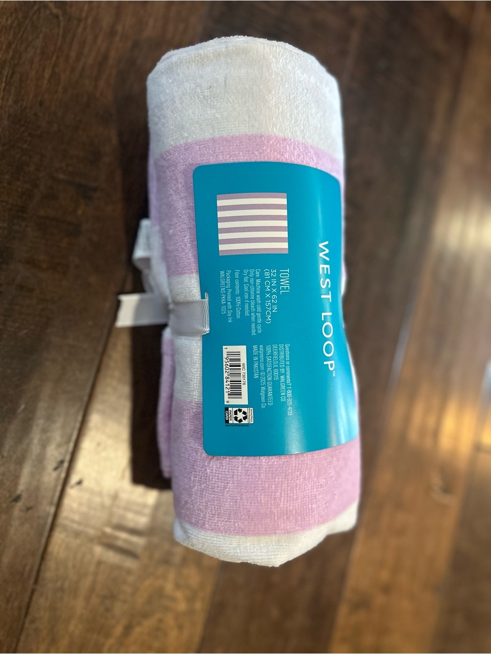 west loop Pink and White Striped Towel Roll